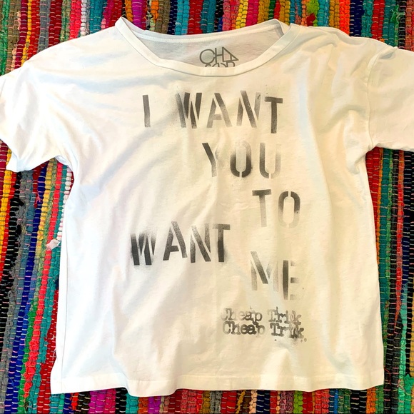 Chaser Tops - CHASER cheap trick I WANT YOU TO WANT ME boxy tee . size small
